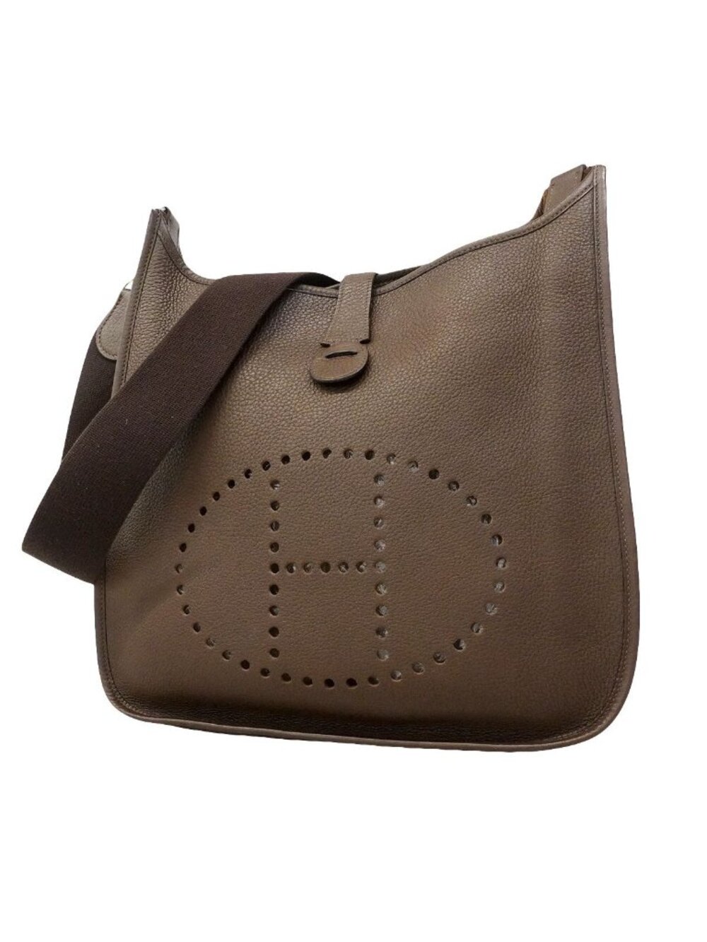 Hermes Shoulder Bag Evelyne Taurillon Clemence Havana Silver